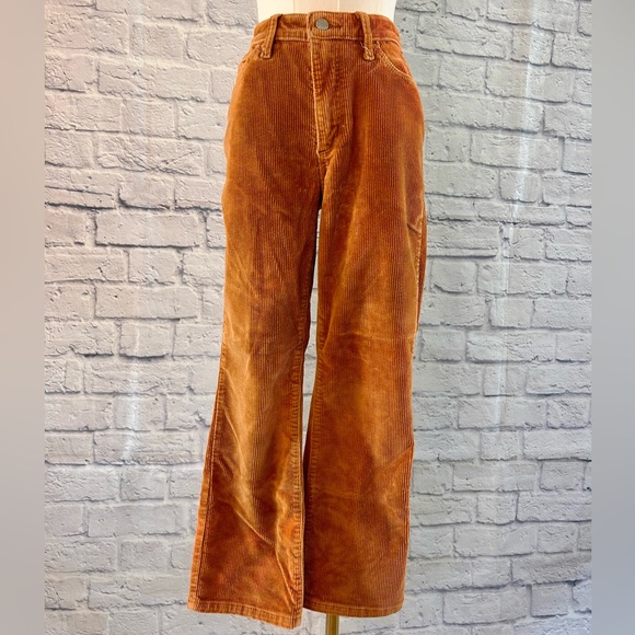 Universal Thread Bleached Corduroy Jeans Pants Rustic Orange Bootcut Wide Leg - Picture 2 of 16